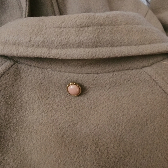 Vintage Albert Nipon Tan 100% Pure Virgin Wool Coat Women's 8 Collared Embroider - Picture 6 of 13